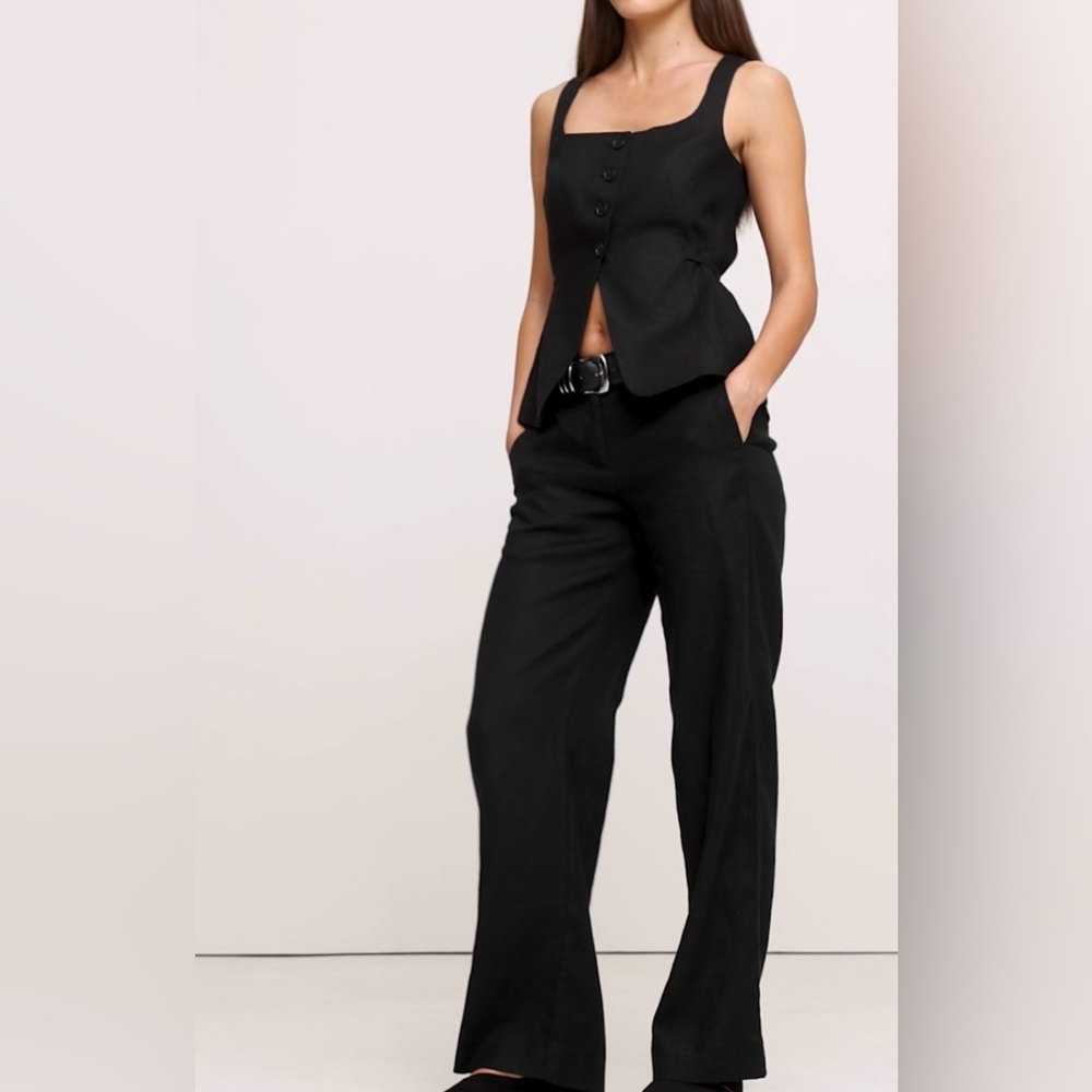 NWOT! Banana Republic-Black Women's “The Everyday Wide-Leg Linen” Pants